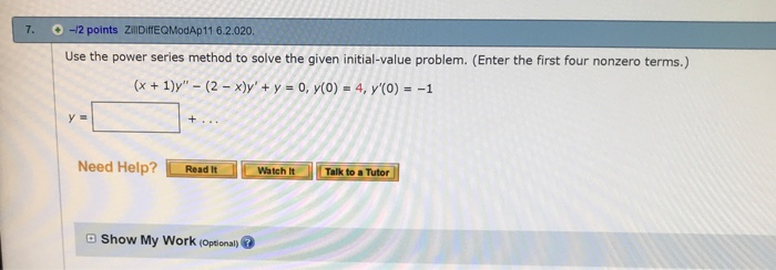 Solved Use the power series method to solve the given | Chegg.com