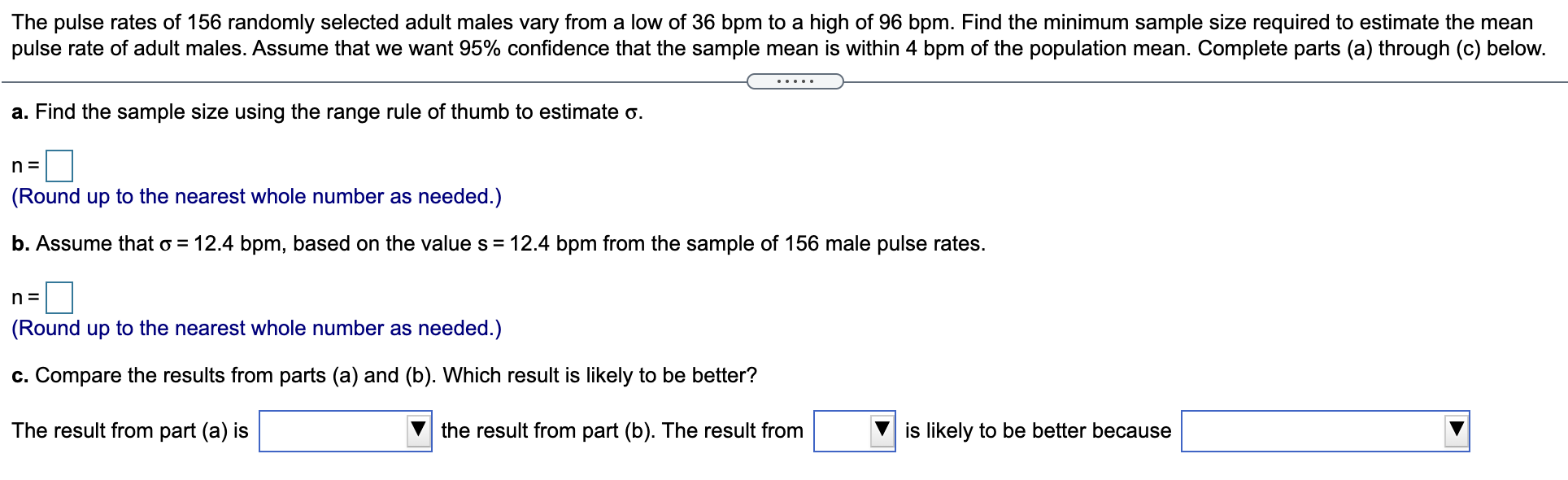 Solved The Pulse Rates Of 156 Randomly Selected Adult Males | Chegg.com