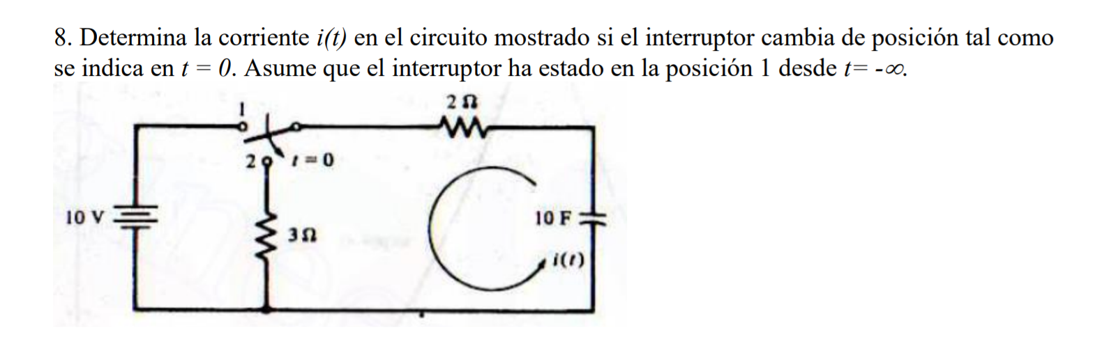 Solved 8. Determine the current i(t) in the circuit shown if | Chegg.com