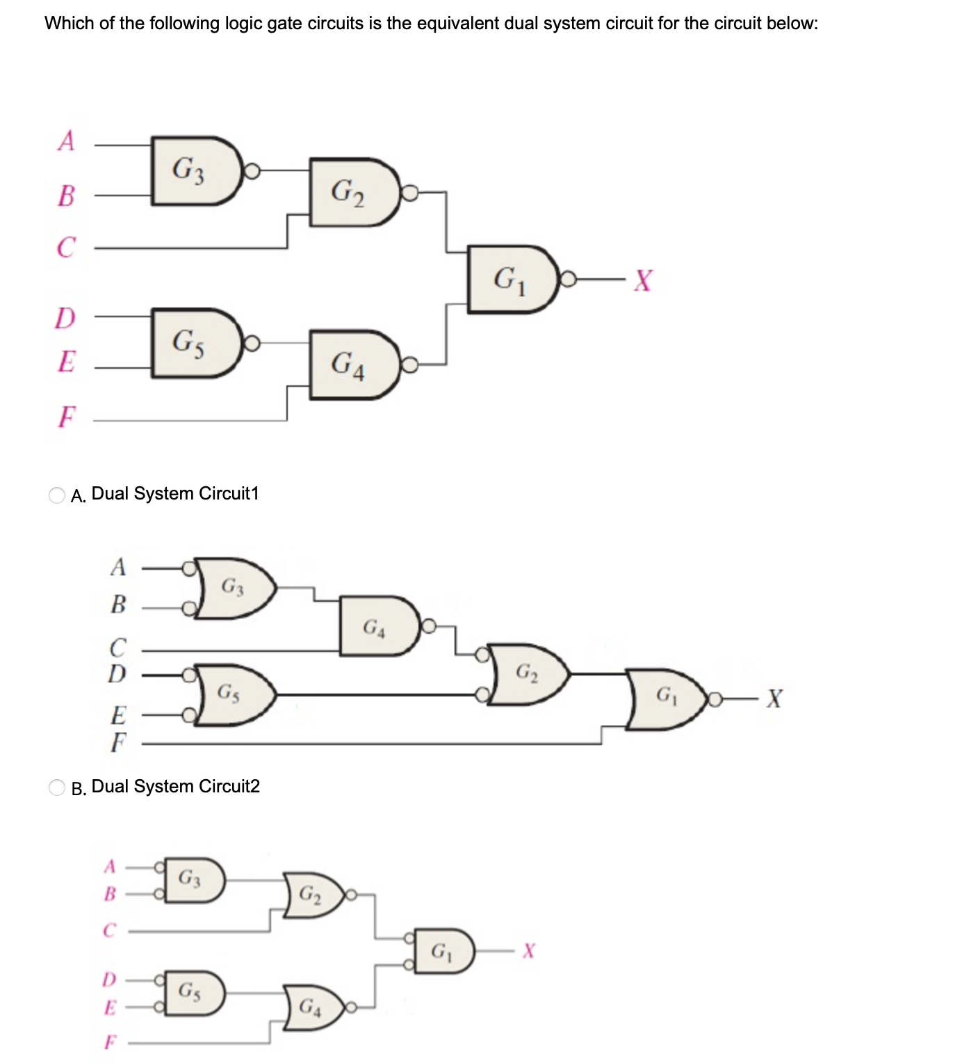 Which of the following logic gate circuits is the | Chegg.com