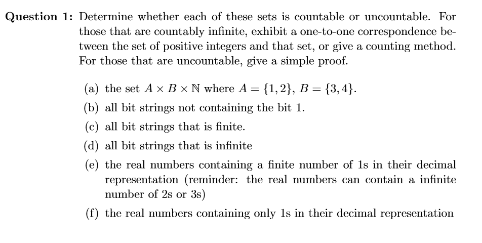 Solved n 1: Determine whether each of these sets is | Chegg.com