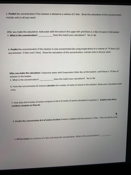 University of Colorado Phet CONCENTRATION Exercise