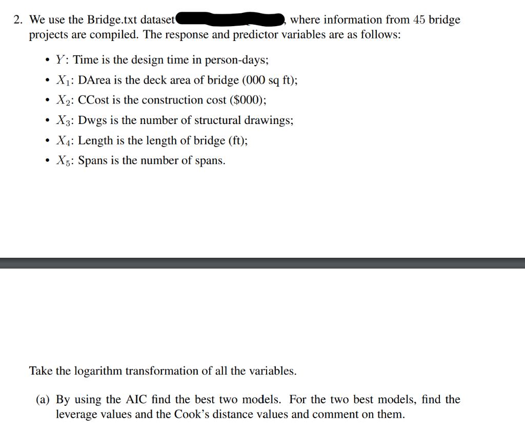 2. We use the Bridge.txt dataset where information | Chegg.com