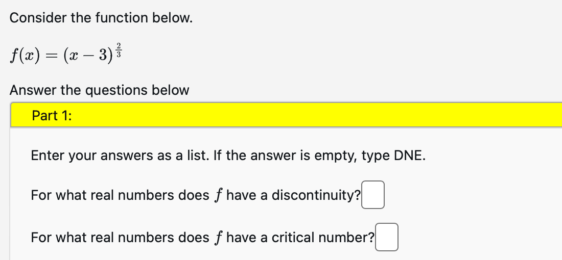 Solved Consider the function below.f(x)=(x-3)23Answer the | Chegg.com