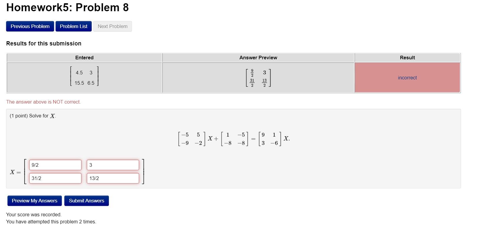 Solved Homework5: Problem 8 Previous Problem Problem List | Chegg.com