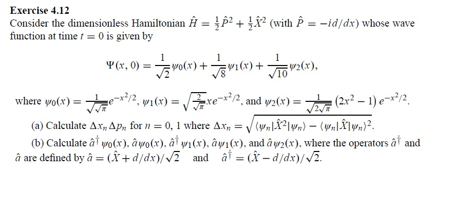 Solved Exercise 4 12 1 Consider The Dimensionless Hamilto Chegg Com