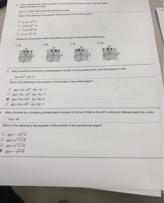 Solved s. Find an equation that shifts the graph of f by the | Chegg.com