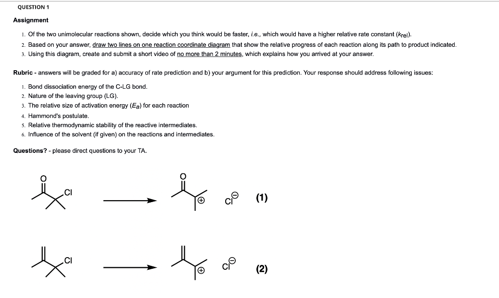 Solved QUESTION 1 Assignment 1. Of The Two Unimolecular | Chegg.com