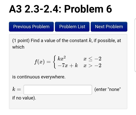 Solved A3 2.3-2.4: Problem 3 Previous Problem Problem List | Chegg.com
