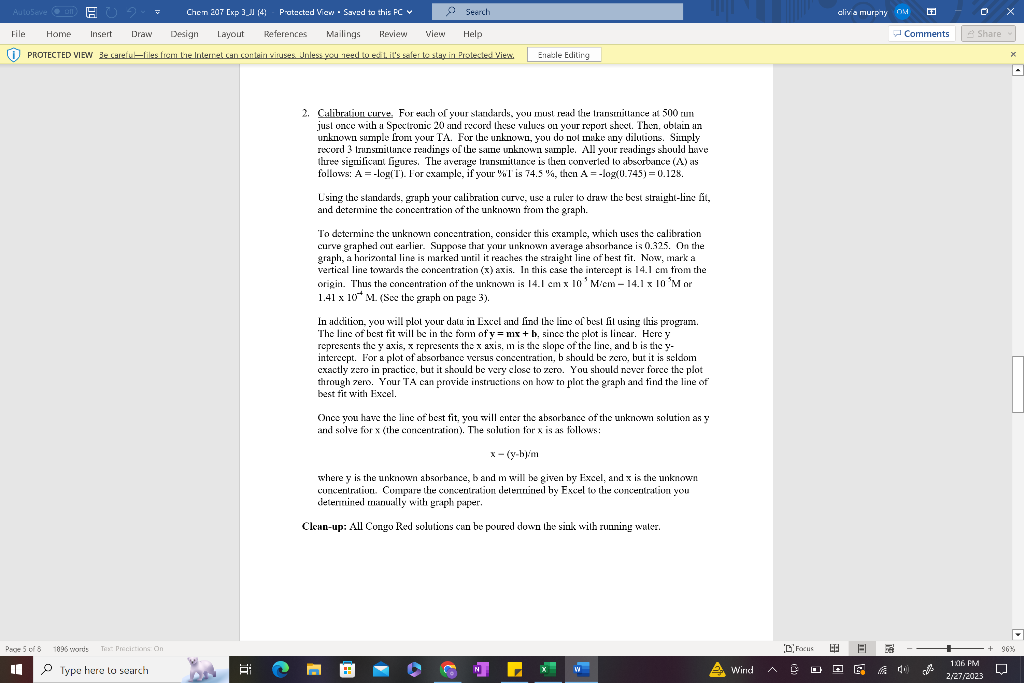 Solved I have attached my Chem lab packet, I need help with | Chegg.com
