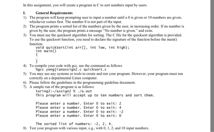 Solved In this assignment, you will create a program in C to | Chegg.com