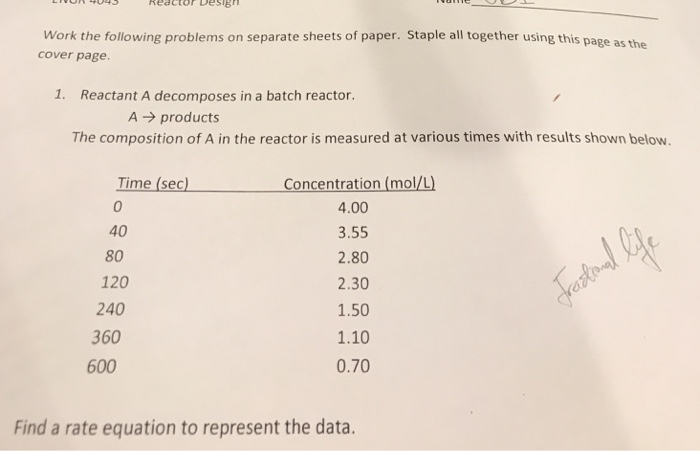 Solved Work the following problems on separate sheets of | Chegg.com