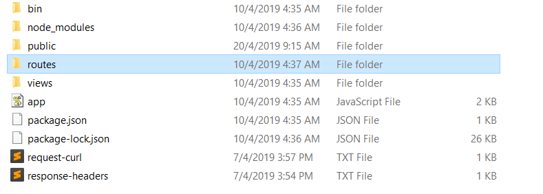 bin node modules public routes views app package.json | Chegg.com