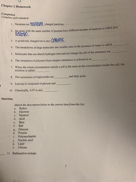 Solved Chapter 2 Homework Completion Complete each statement | Chegg.com