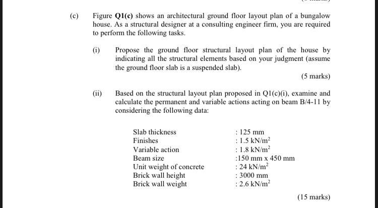Solved (c) Figure Q1(c) shows an architectural ground floor | Chegg.com
