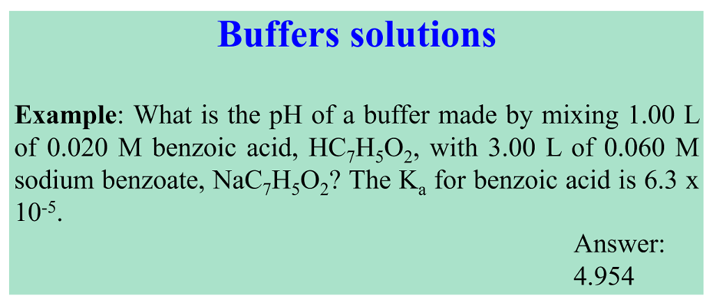 Solved Buffers solutions Example: What is the pH of a buffer | Chegg.com