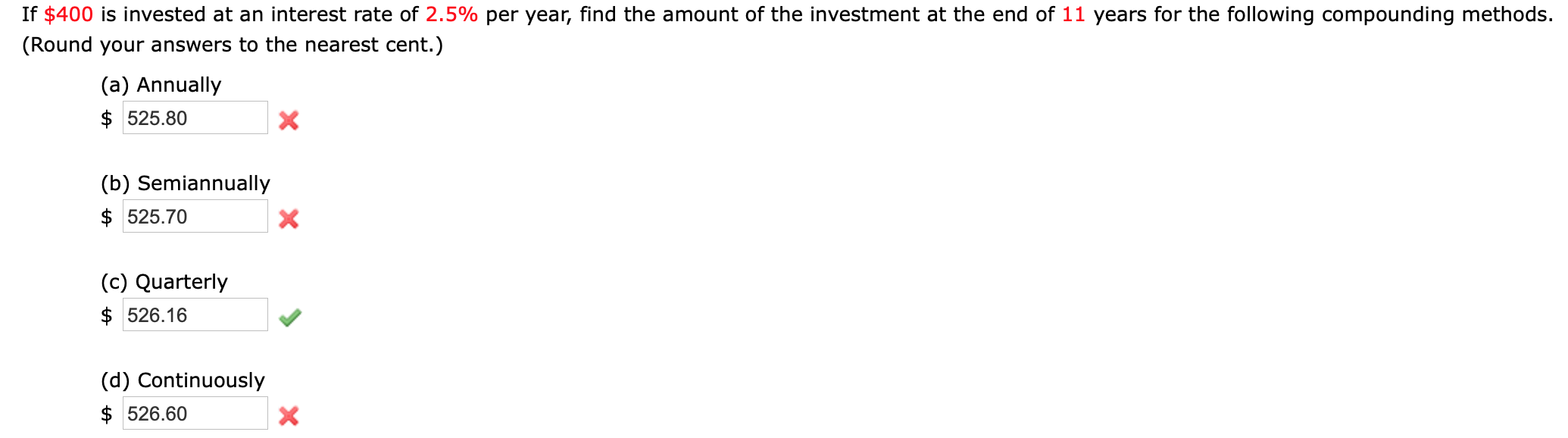 Solved If 400 is invested at an interest rate of 2.5 per
