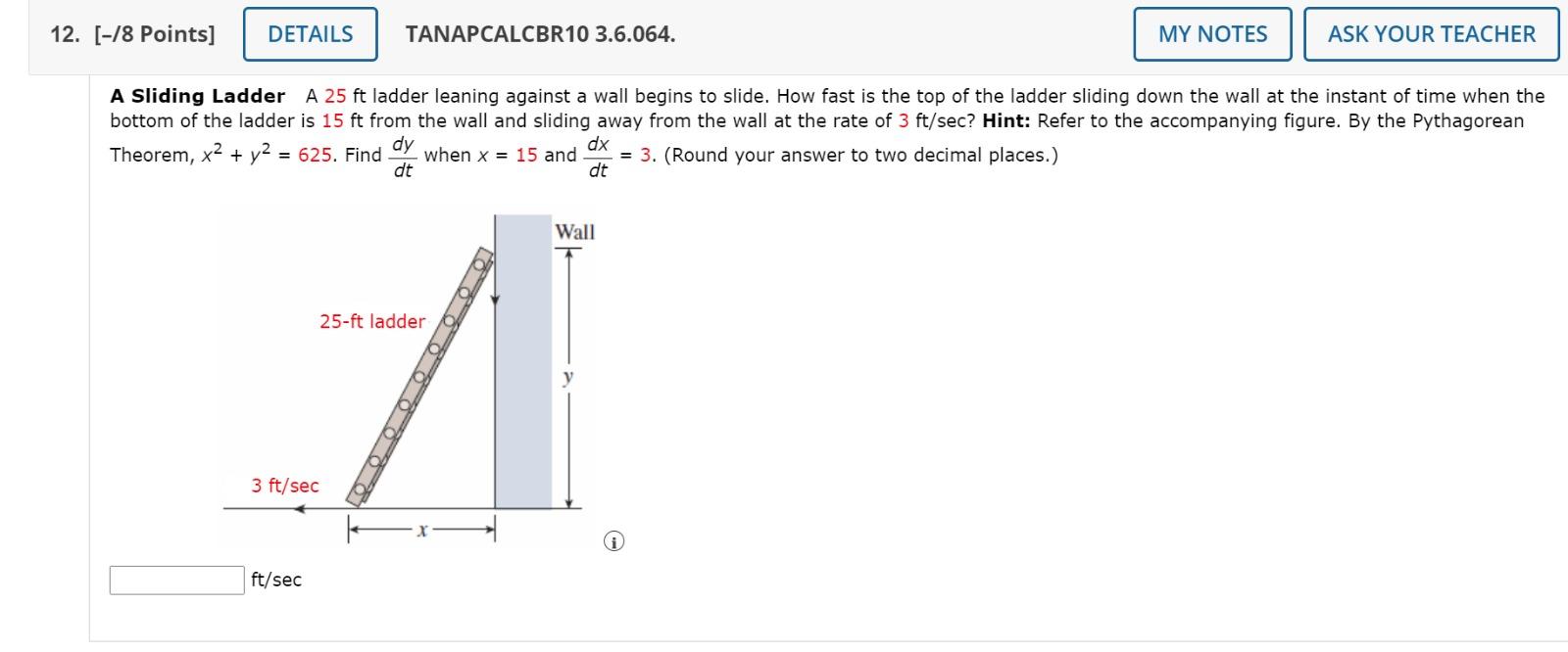 Solved 12. [-/8 Points] DETAILS TANAPCALCBR10 3.6.064. MY | Chegg.com