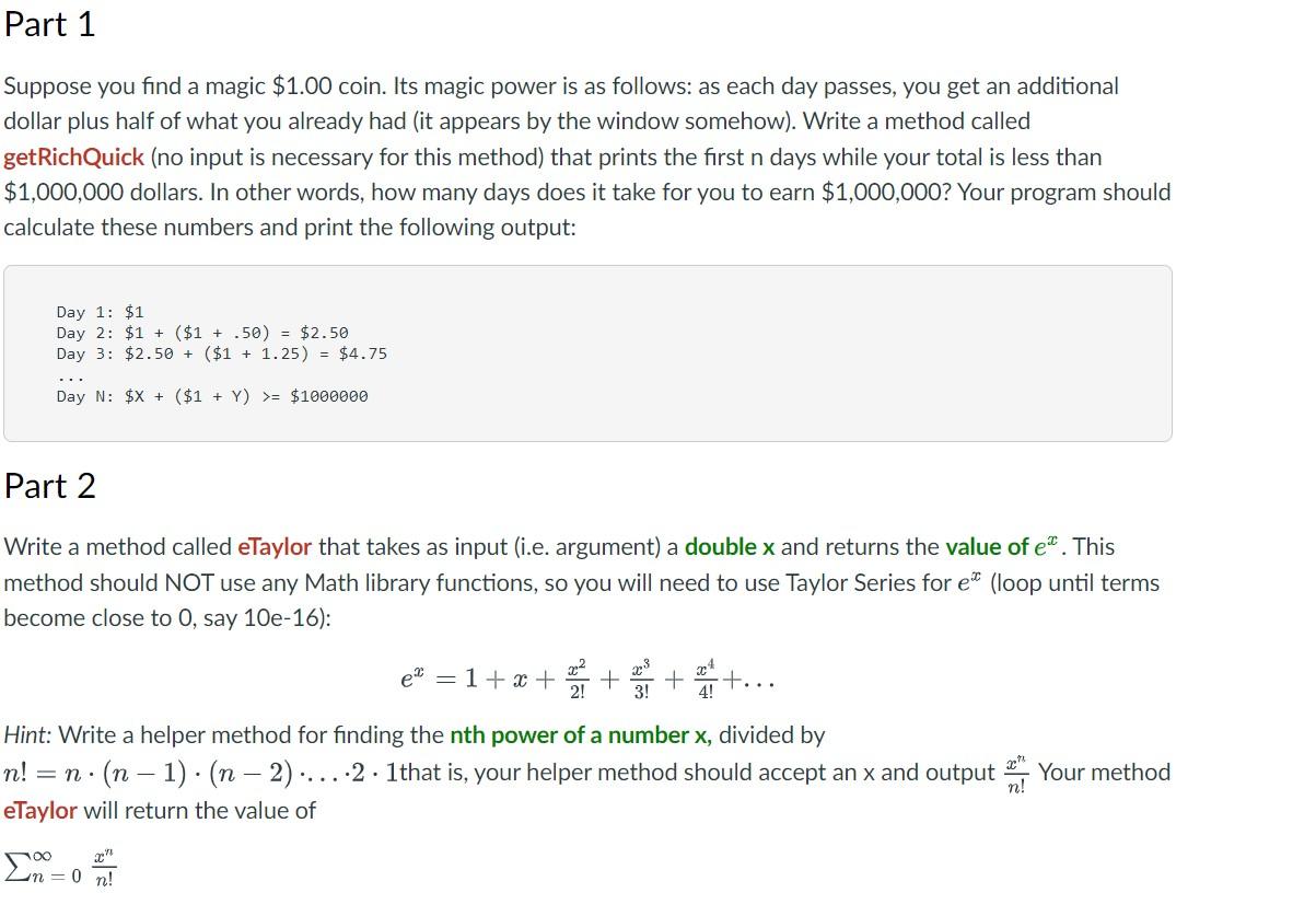 Solved Suppose you find a magic $1.00 coin. Its magic power | Chegg.com