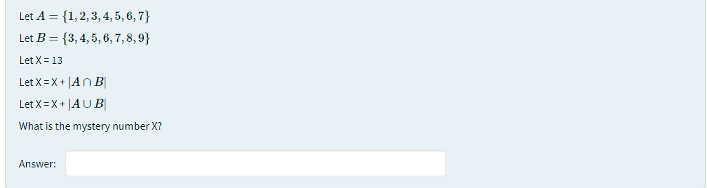 Solved Let A = {1,2,3,4,5,6,7} Let B = {3, 4, 5, 6, 7, 8, 9} | Chegg.com