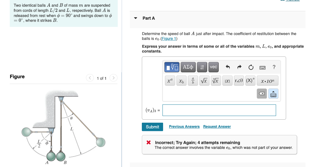 Solved Two Identical Balls A And B Of Mass M Are Suspended | Chegg.com