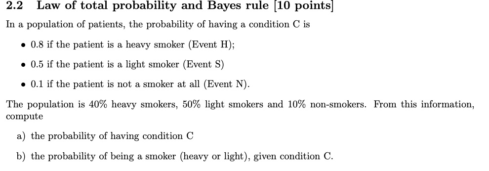 Solved 2.2 Law of total probability and Bayes rule [10 | Chegg.com