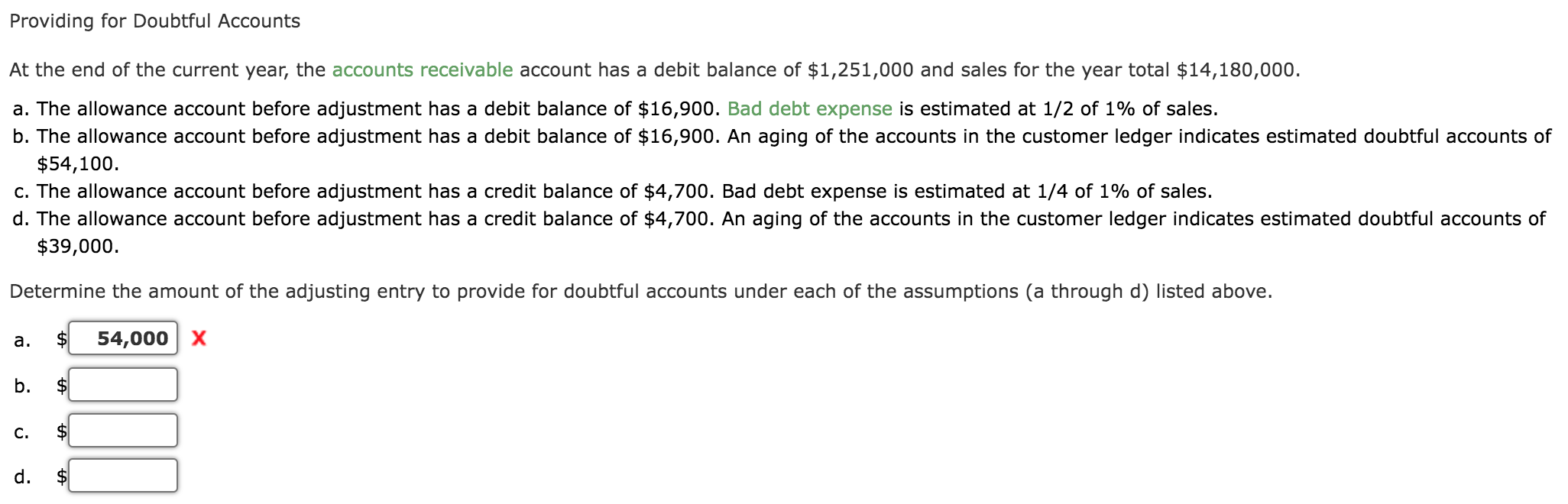 Solved Providing for Doubtful Accounts At the end of the | Chegg.com