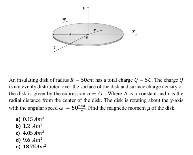 Solved An insulating disk of radius R = 50cm has a total | Chegg.com