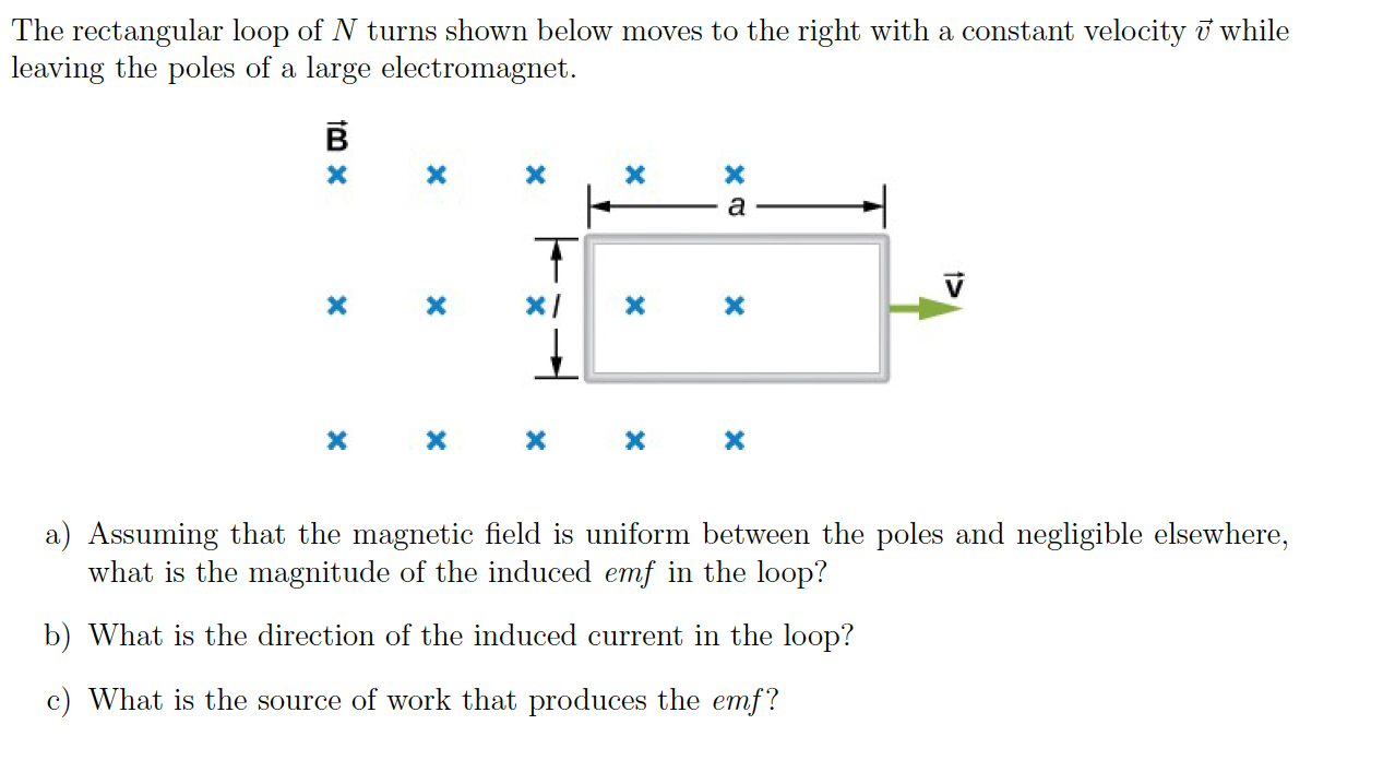 Solved The rectangular loop of N turns shown below moves to | Chegg.com