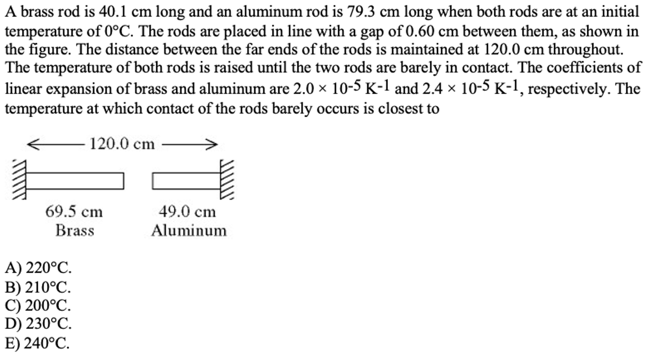 Solved A brass rod is 40.1cm ﻿long and an aluminum rod is