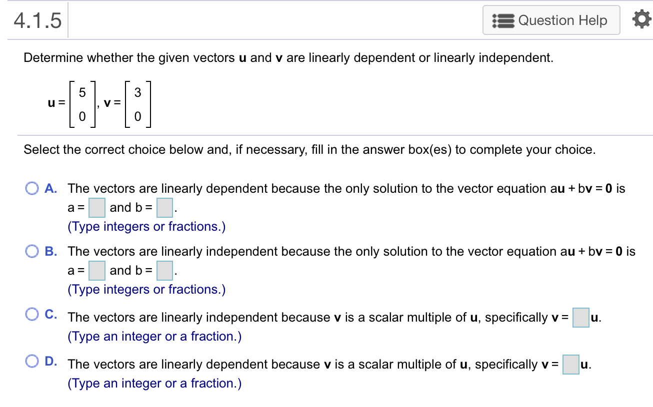 Solved 4.1.5 Question Help 0 Determine whether the given | Chegg.com