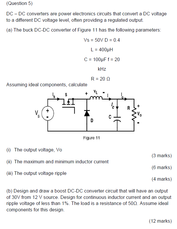 Solved (Question 5) DC-DC converters are power electronics | Chegg.com