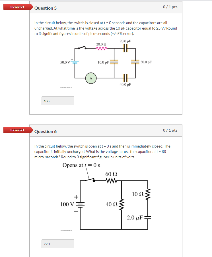 Solved Incorrect Question 5 0/1 pts In the circuit below, | Chegg.com