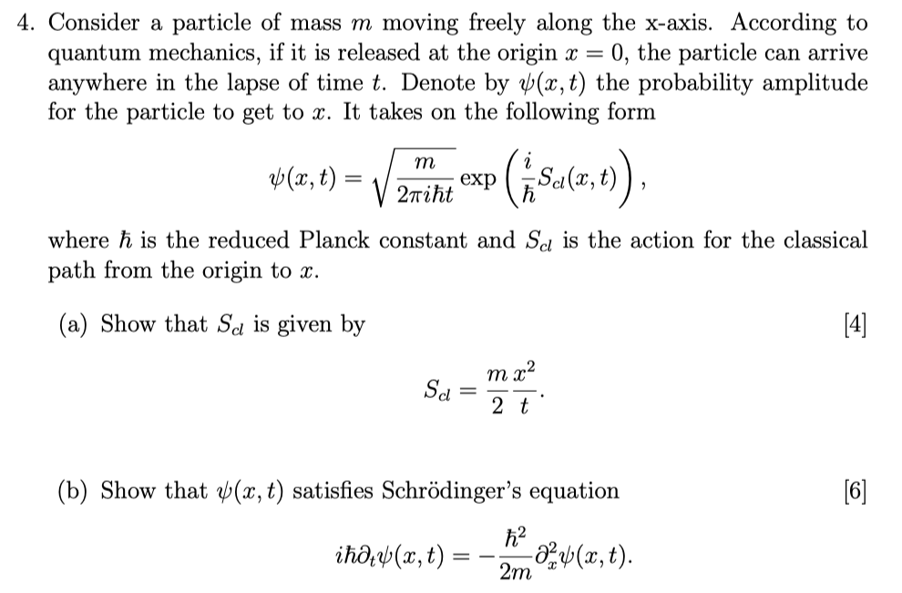 Solved 4. Consider a particle of mass m moving freely along | Chegg.com