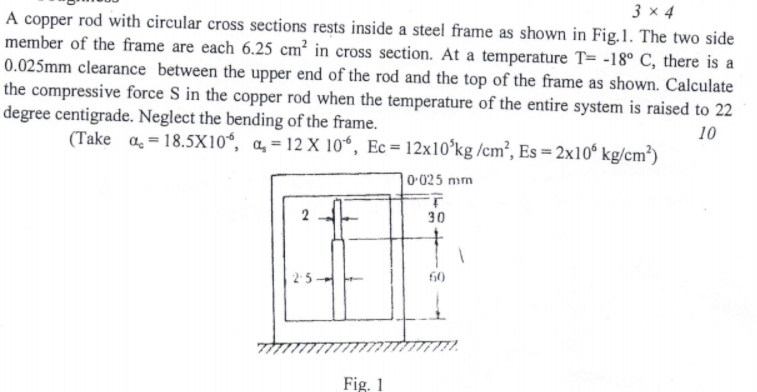 Solved 3x4 A copper rod with circular cross sections rests