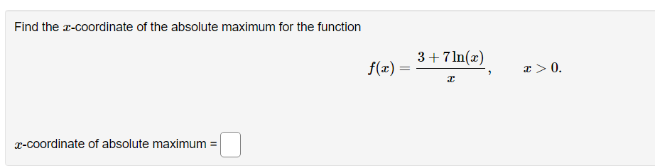 Solved Find the x-coordinate of the absolute maximum for the | Chegg.com