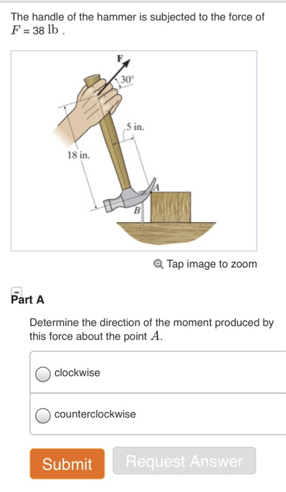 Solved The Handle Of The Hammer Is Subjected To The Force Of | Chegg.com