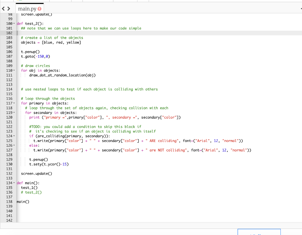 Modify the are_colliding function to implement the | Chegg.com