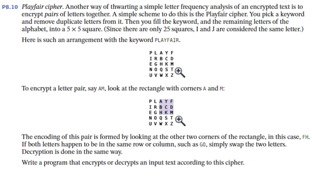 Solved P8.10 Playfair Cipher. Another Way Of Thwarting A | Chegg.com