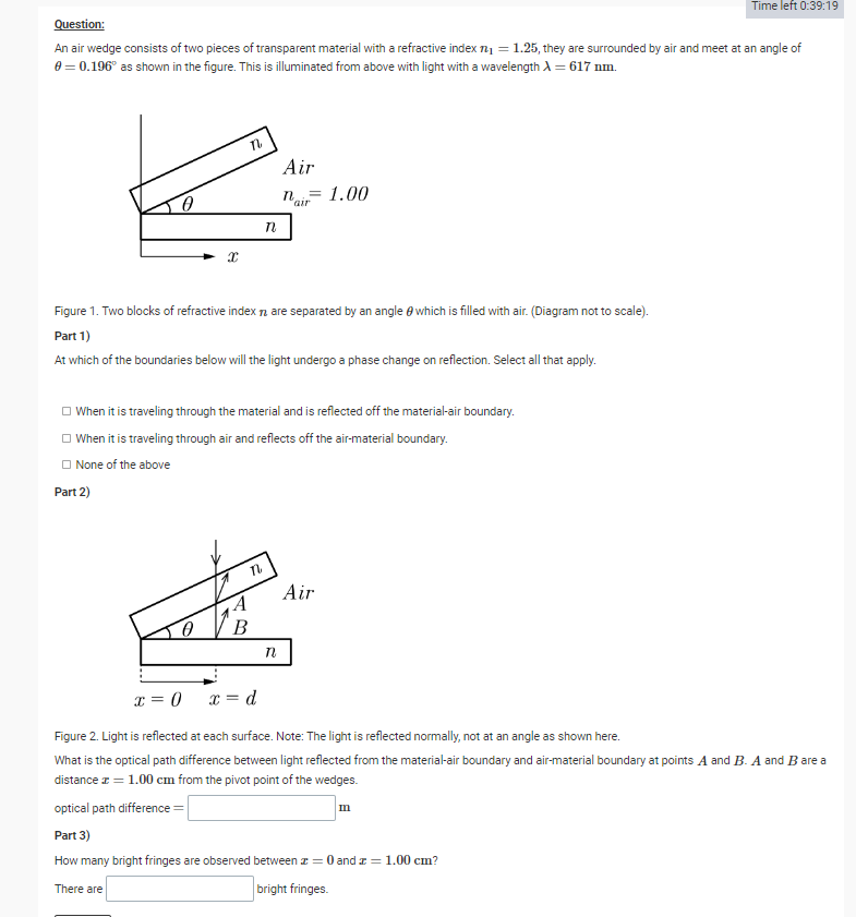 Solved An air wedge consists of two pieces of transparent | Chegg.com