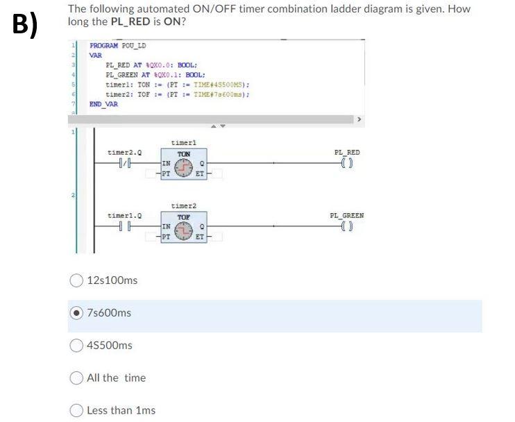 Solved A) According to the figure below when the RED is ON, | Chegg.com