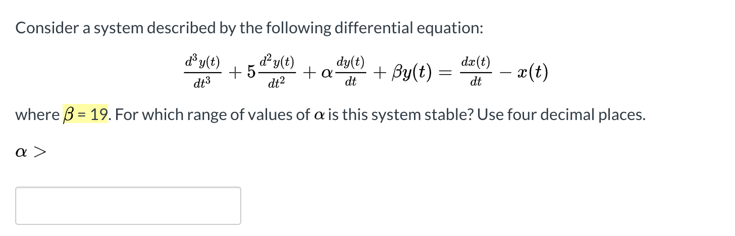 Solved Consider a system described by the following | Chegg.com