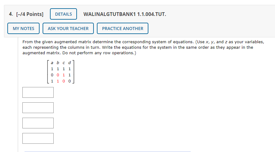 Solved From the given augmented matrix determine the Chegg