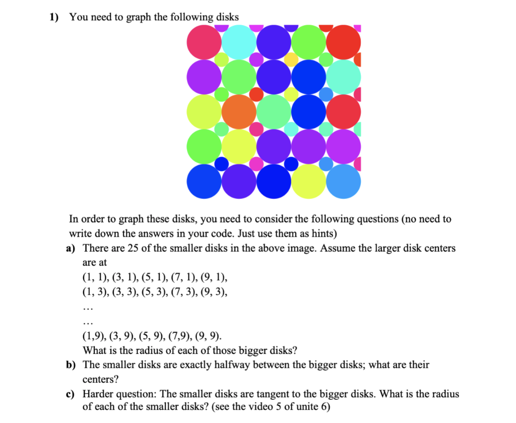 Disk Graph Mathmatics Solved 1) You need to graph the following disks In order to | Chegg.com
