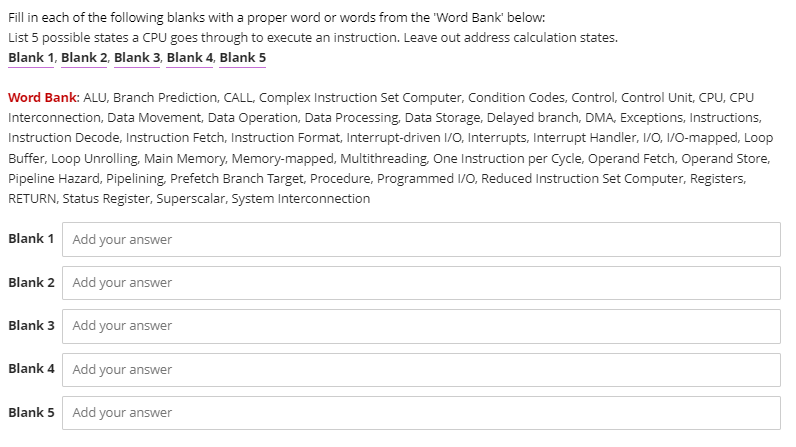 Solved Fill in each of the following blanks with a proper | Chegg.com