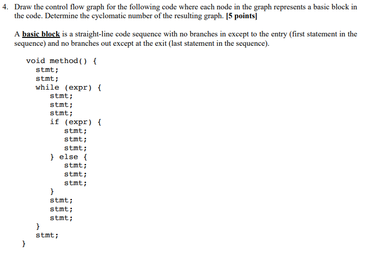 Solved 4. Draw the control flow graph for the following code | Chegg.com