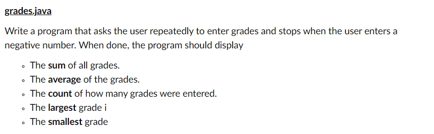 Solved grades.javaWrite a program that asks the user | Chegg.com