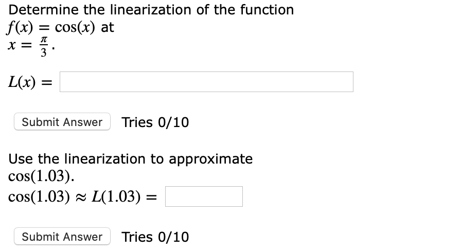 Solved Determine The Linearization Of The Function F X Chegg Com