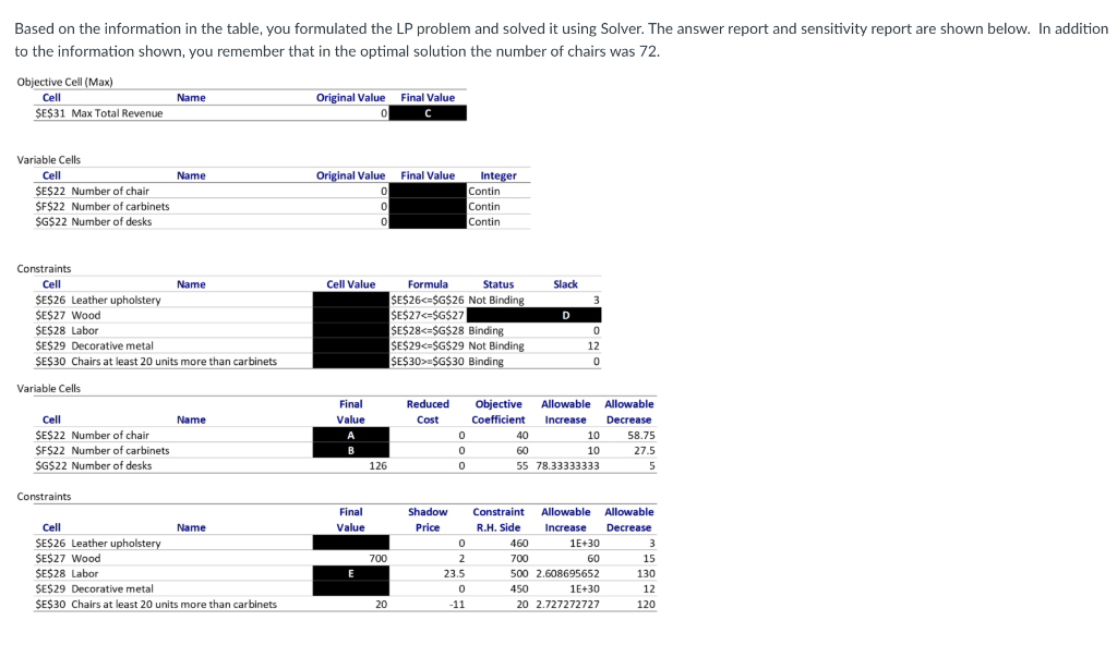Solved a) Value for cell A? b) Cell B? c)Cell C? d)Cell