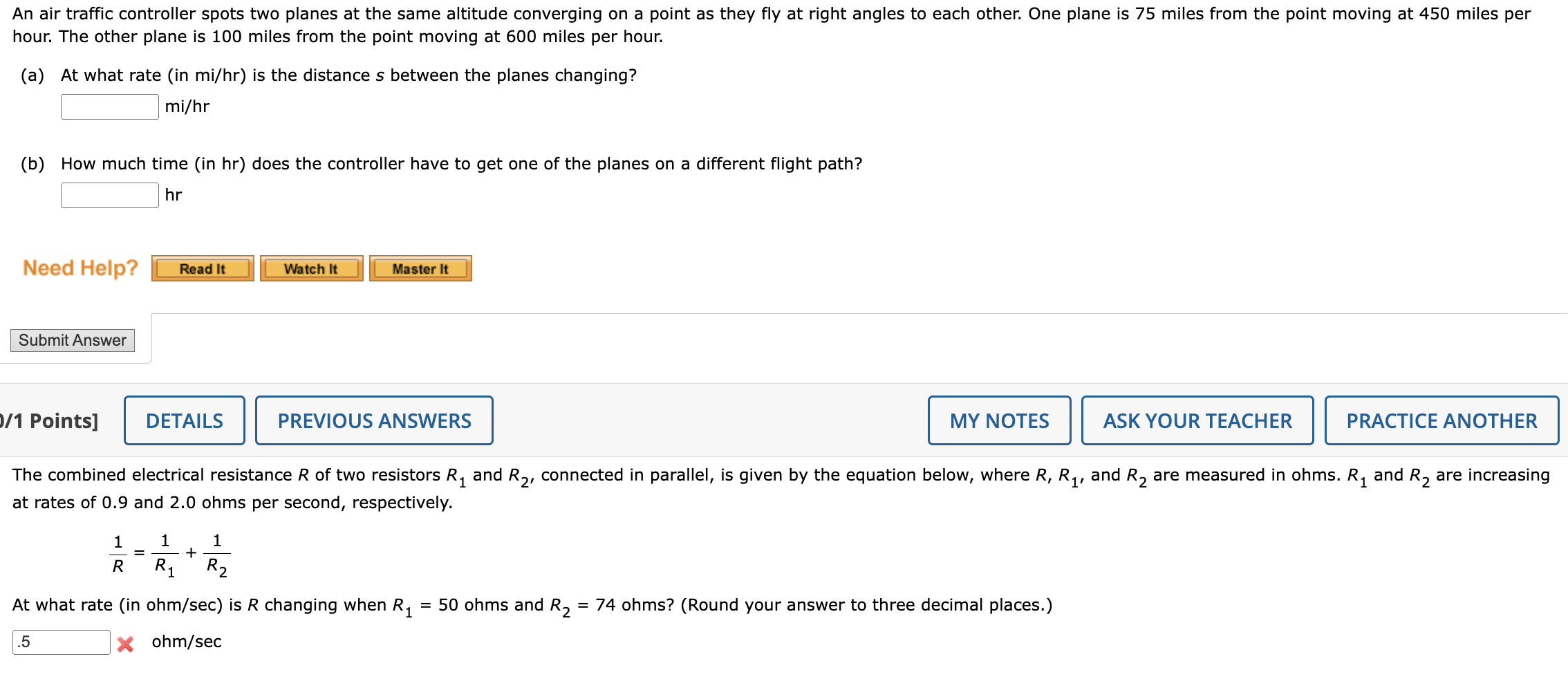 Solved hour. The other plane is 100 miles from the point | Chegg.com